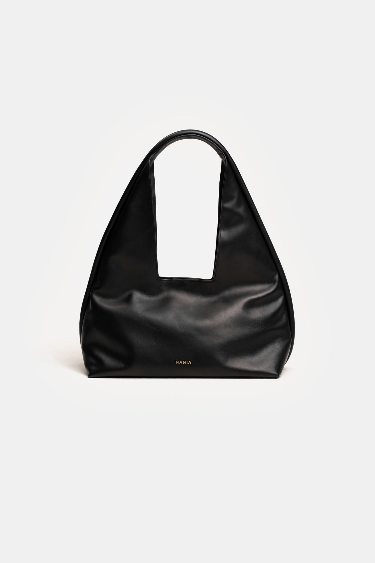 NAHIA KITE leather bag in black, front view
