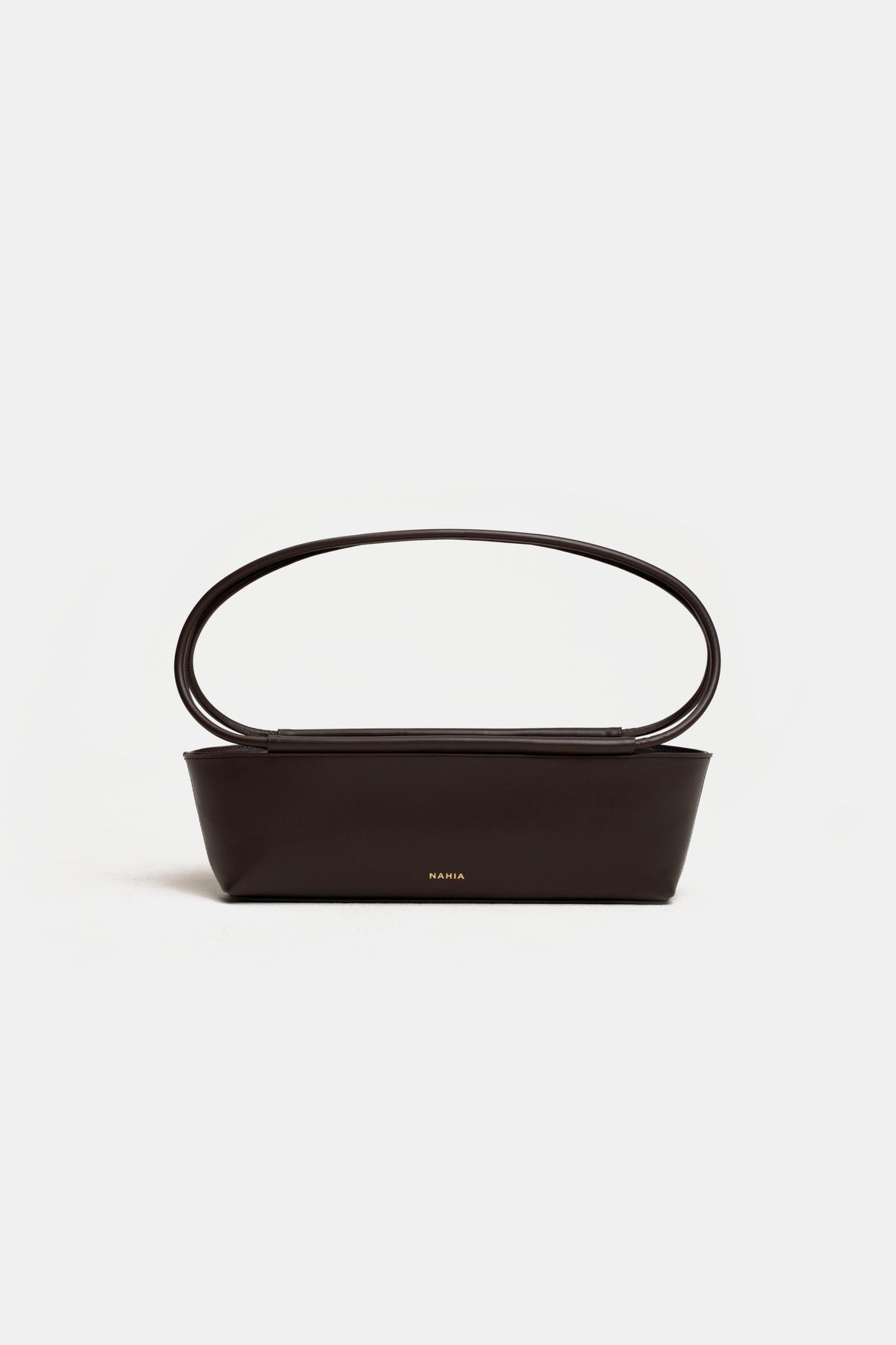 NAHIA ARC leather bag in dark brown