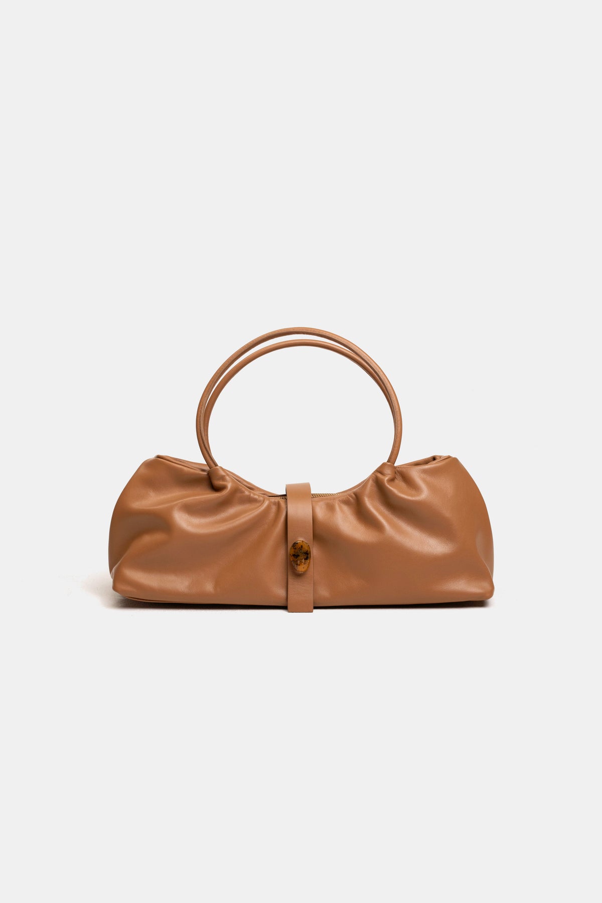 NAHIA MAY leather bag in caramel brown